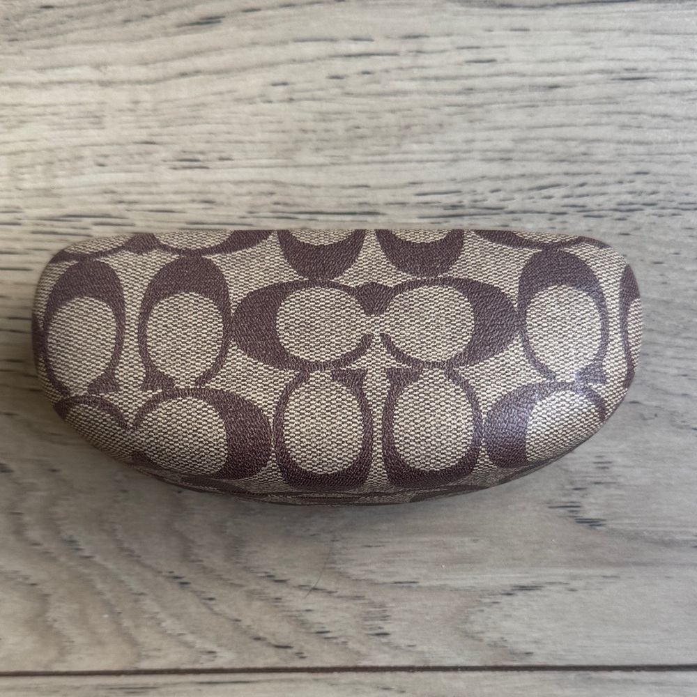 Coach C Monogram Tan and Brown Clam Shell Sunglasses Case